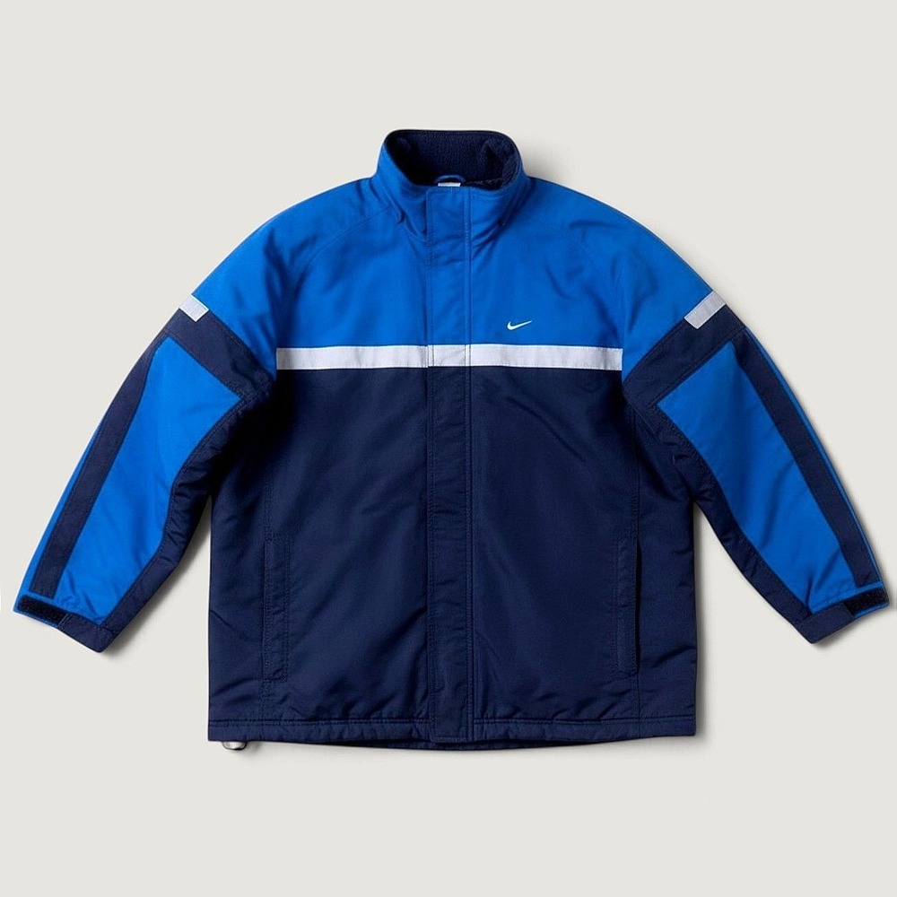 Vintage Nike Mens XXL Blue Colorblock Fleece Lined Winter Parka Jacket RN 56323